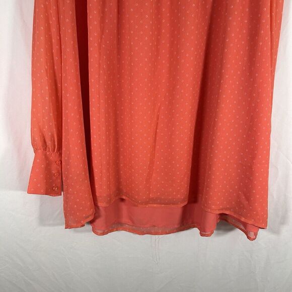 New Apt 9 Blouse Women's 4X Orange Vneck Long Sleeve Sheer Top Lightweight - Picture 8 of 10